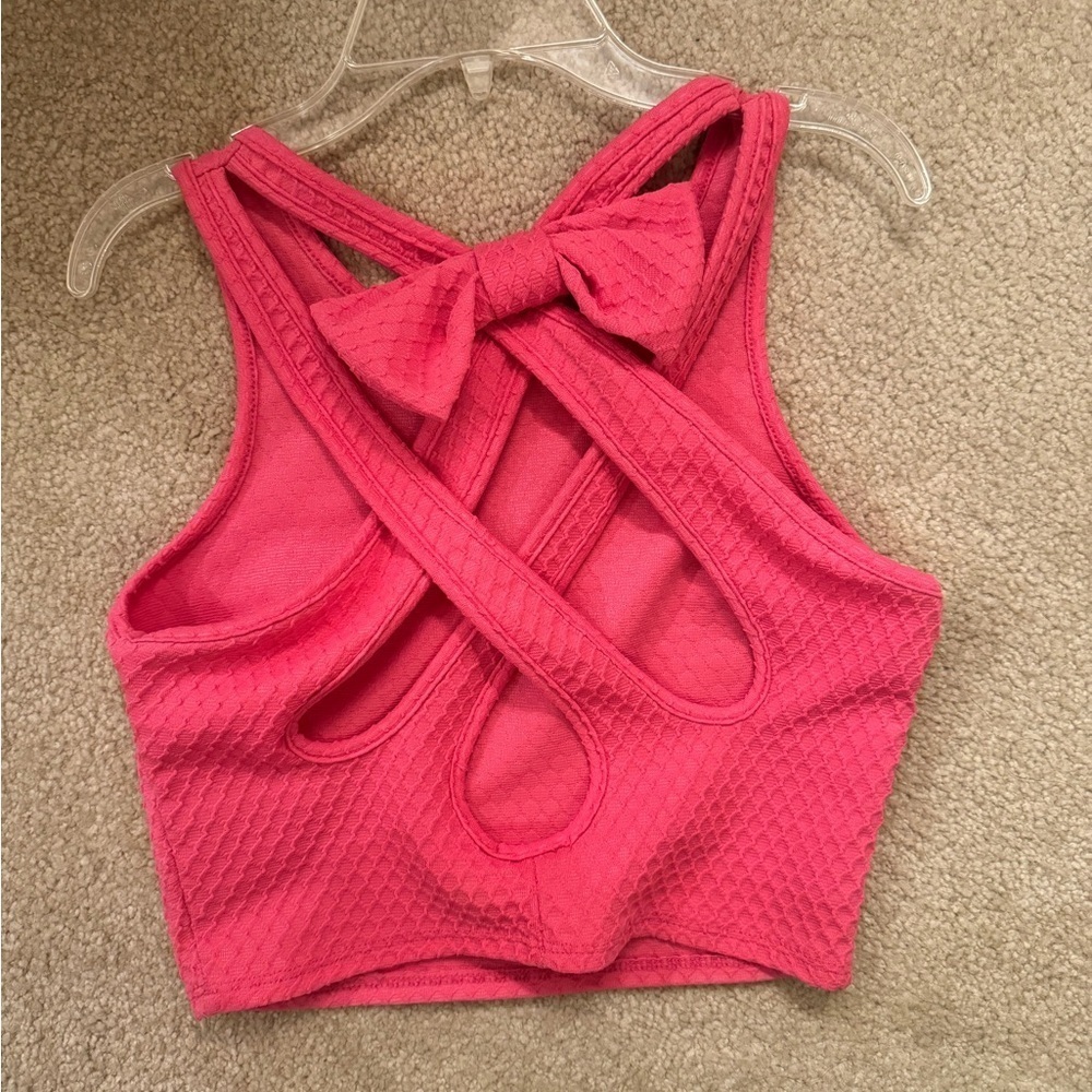 Sleeveless Pink Textured Women's Top - Picture 2 of 2